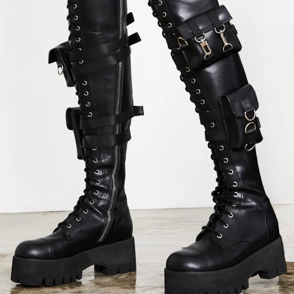 DOLLSKILL UTILITY THIGH HIGH COMBAT BOOTS